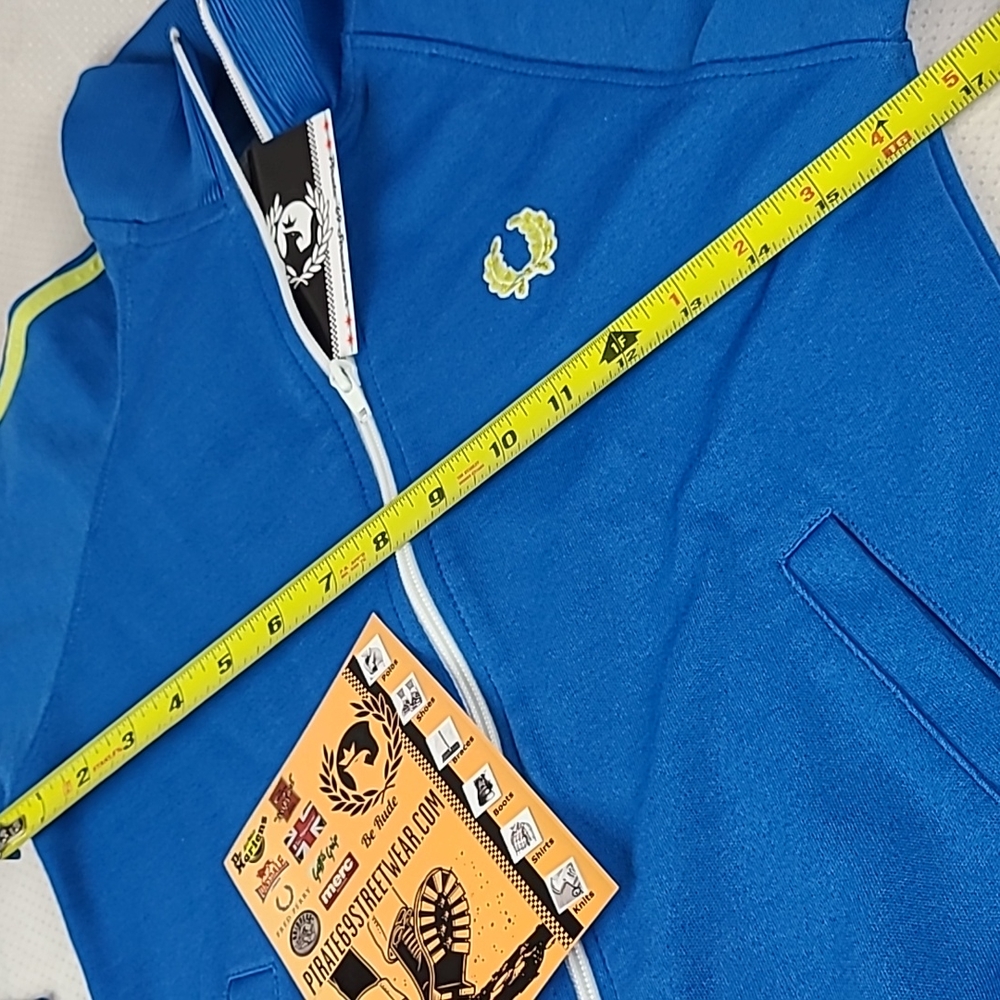 Retro Fred Perry Women's Track Jacket Vintage Portugal Made Blue & Neon Pirate69 - Picture 6 of 6